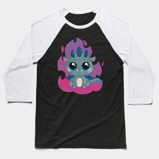 Cute Little Baby Dragon with Pinkish Flames Baseball T-Shirt